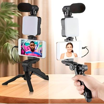 Kit Gravação 5 em1 Controle Bt/tripe/microfone/led/suporte