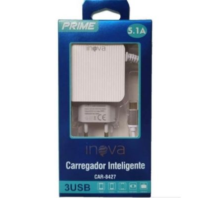 Carregador  Inteligente V8 5.1a 3 Usb Car-8427
