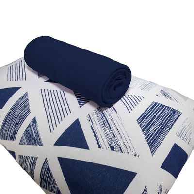 Jogo de Cama KazzaVip Solteiro Malha Mista 70% Algodão e 30% Poliéster Pipa 2 Peças Azul Profundo
