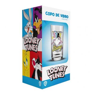 Copo Avulso Cylinder Manchester Allmix Vidro Estampa Taz Looney Tunes Licenciado 300 ML Incolor