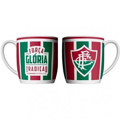Caneca Urban Porcelana Allmix Brasao Fluminense 360 ML Licenciada Branco