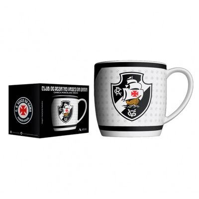 Caneca Urban Porcelana Allmix Brasao Vasco 360 ML Licenciada Branco