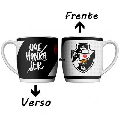 Caneca Urban Porcelana Allmix Brasao Vasco 360 ML Licenciada Branco