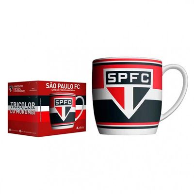 Caneca Urban Porcelana Allmix Brasao Sao Paulo 360 ML Licenciada Branco