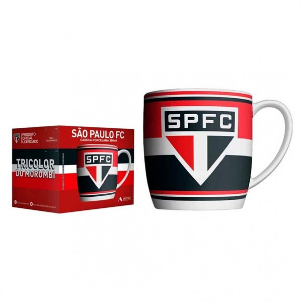 Caneca Urban Porcelana Allmix Brasao Sao Paulo 360 ML Licenciada Branco