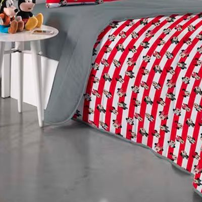 Edredom Portallar Solteiro Malha Mista 70% Algodão 30% Poliéster Disney Minnie Poá 1,50mx220m Cinza