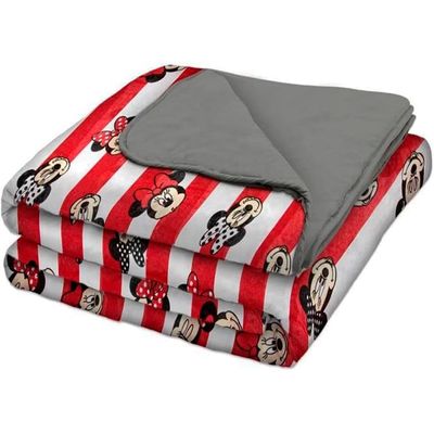 Edredom Portallar Solteiro Malha Mista 70% Algodão 30% Poliéster Disney Minnie Poá 1,50mx220m Cinza