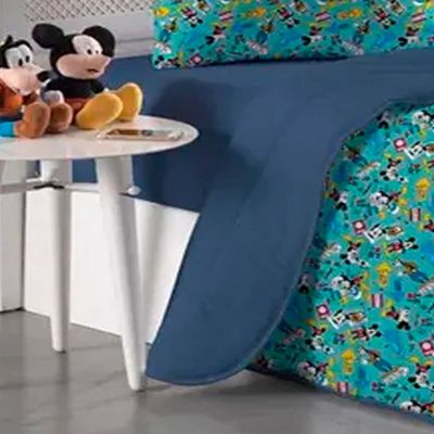 Edredom Portallar Casal Malha Mista 70% Algodão e 30% Poliéster Disney Mickey Love Ny 2,00mx220m Azul