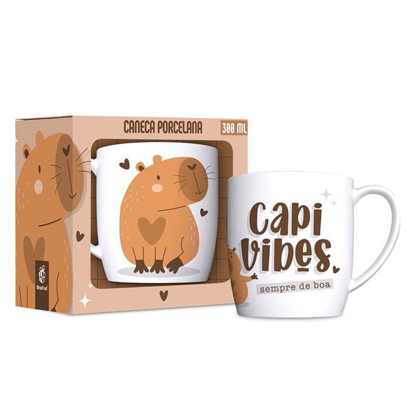 Caneca Porcelana BrasFoot Capivibes 1 Urban 300 ML Branco