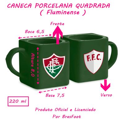 Caneca Porcelana Quadrada BrasFoot Fluminense 220 ML Licenciada Verde