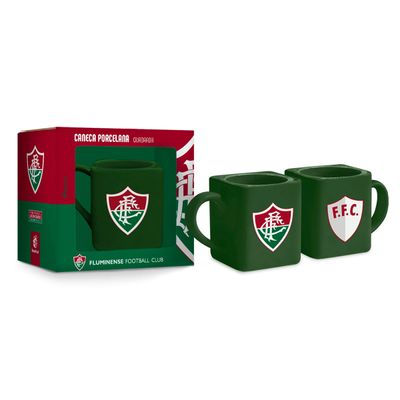 Caneca Porcelana Quadrada BrasFoot Fluminense 220 ML Licenciada Verde