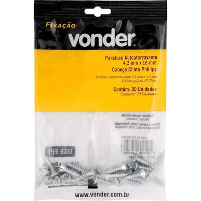 Parafuso Autoatarraxante 4,2x16 Phillips C/ 20 Peças Vonder
