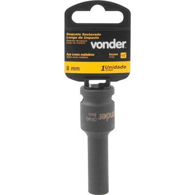 Soquete Sextavado De Impacto Longo Enc 1/2" 08mm Aço Cromo