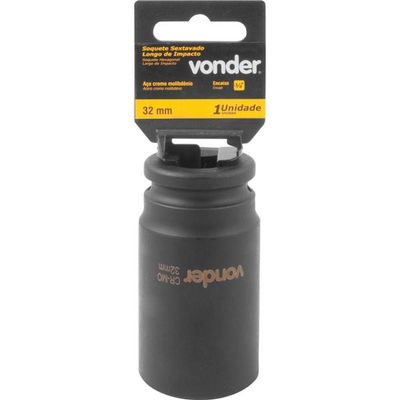 Soquete Sextavado Impacto Longo 3-4" 32mm Aço Cromo Vonder