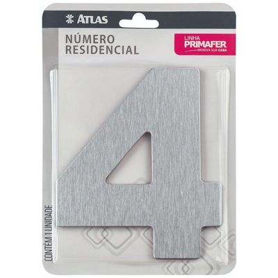Número Residencial Em Alumínio Composto Escovado 125mm Nº 4 - Pr3001-4 - Pincéis Atlas