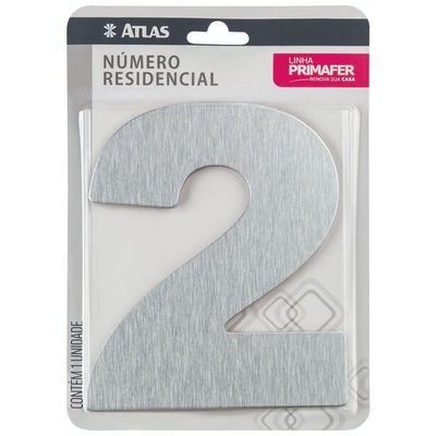 Número Residencial Em Alumínio Composto Escovado 125mm Nº 2 - Pr3001-2 - Pincéis Atlas