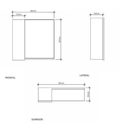 Kit Gabinete Banheiro Vittoria 60x34cm Preto
