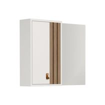 Espelheira Ariel 80cm Com Detalhe Ripado Branco/jequitibá