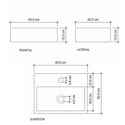 Cuba De Apoio Banheiro Safira Pedra 40x30cm Branco Standard
