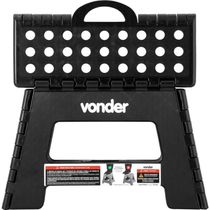 Banqueta Plástica Dobrável Preta Altura 220 Mm Vonder