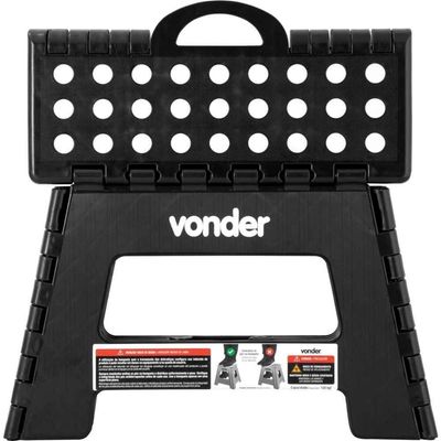 Banqueta Plástica Dobrável Preta Altura 220 Mm Vonder