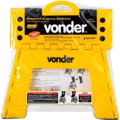 Banqueta Plástica Dobrável Amarela Altura 220 Mm Vonder