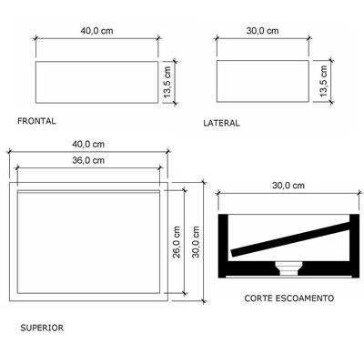 Cuba De Apoio Banheiro Quartzo Pedra 40x30cm Branco Standard