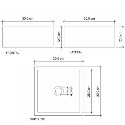 Cuba De Apoio Banheiro Pérola Pedra 30x30cm Branco Standard