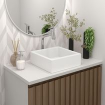 Cuba De Apoio Banheiro Pérola Pedra 30x30cm Branco Standard