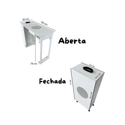 Mesa Nails Maleta Portátil Com Aspirador Embutido - Branca 220v
