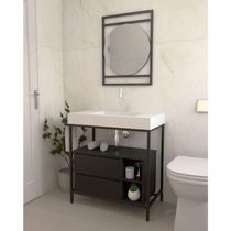 Gabinete Banheiro Ferro Steel Wood 80x45cm Branco Fosco