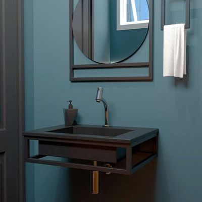 Bancada Suspensa Banheiro Ferro Iron Black 60x45cm Preto Fosco