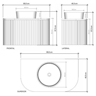 Gabinete Para Banheiro Suspenso Manchester 80cm Branco/jequitibá