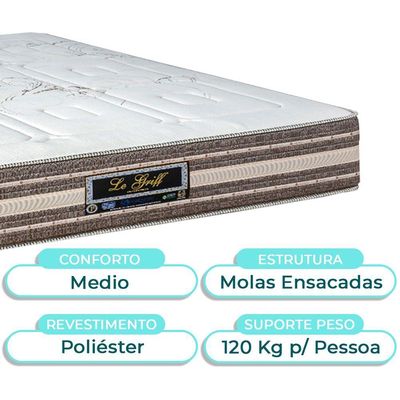 Kit Cama Box + Cabeceira + Colchão Casal Molas Ensacadas - Legriff - Sankonfort