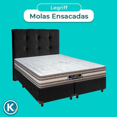 Kit Cama Box + Cabeceira + Colchão Casal Molas Ensacadas - Legriff - Sankonfort