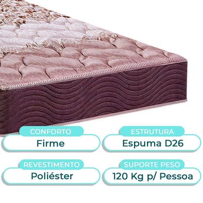 Cama + Bau Bege E Colchão D26 Solteiro - Ortophedic Sankonfort + Cabeceira