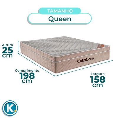 Cama Box Bau + Colchão Queen Ortobom Molas Ensacadas Airtech + Cabeceira Estofada
