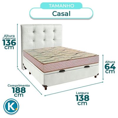 Cama + Bau Blindado E Colchão D33 Casal - Maxsono Paropas + Cabeceira