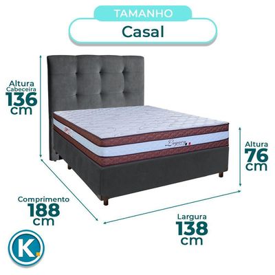 Conjunto Cama Box Blindado Casal + Colchão Molas Ensacadas Legaccy Paropas + Cabeceira