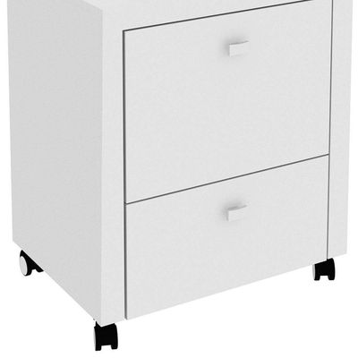 Gaveteiro Para Escritório 2 Gavetas Arquivo Com Rodízios Branco