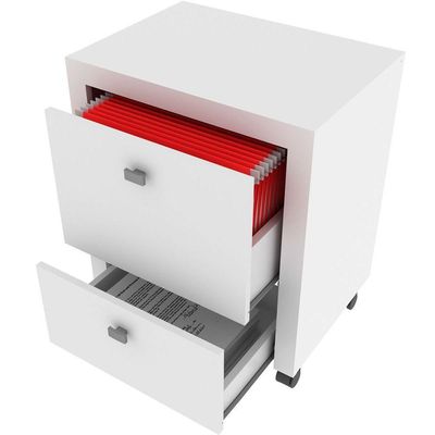 Gaveteiro Para Escritório 2 Gavetas Arquivo Com Rodízios Branco