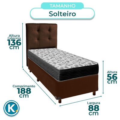 Cama + Box Marrom E Colchão Ortobom D33 Solteiro - Iso100 + Cabeceira