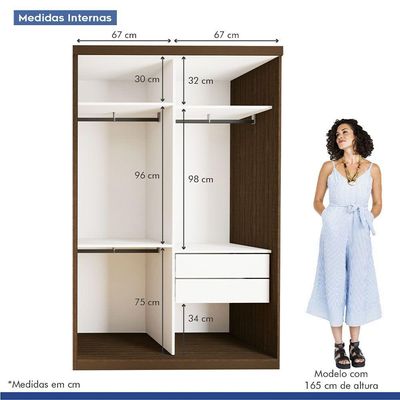 Guarda Roupa Solteiro Salvador 2 Portas 2 Gavetas Minastex Freijó