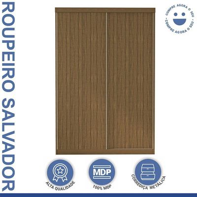 Guarda Roupa Solteiro Salvador 2 Portas 2 Gavetas Minastex Freijó