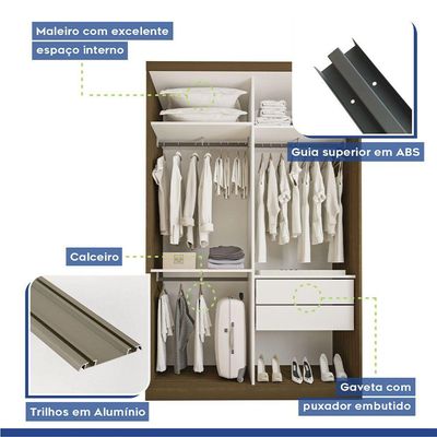 Guarda Roupa Solteiro Salvador 2 Portas 2 Gavetas Minastex Freijó