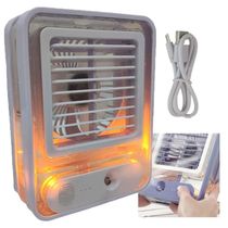 Ventilador Umidificador Agua De Mesa Touch Led Usb Portatil 3 Velocidades Estudos Trabalho