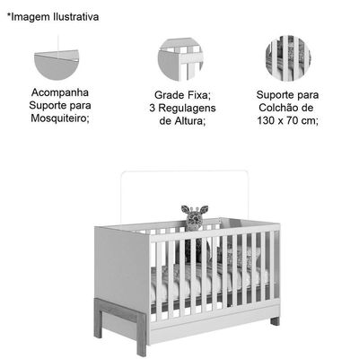 Berço Infantil Mini Cama Fantasia Branco