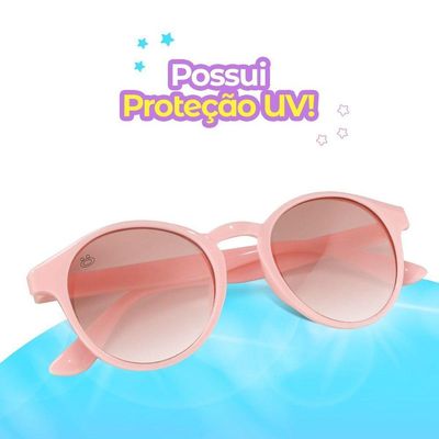 Oculos Sol Retro Rosa Vintage Proteção Uv + Case Casual