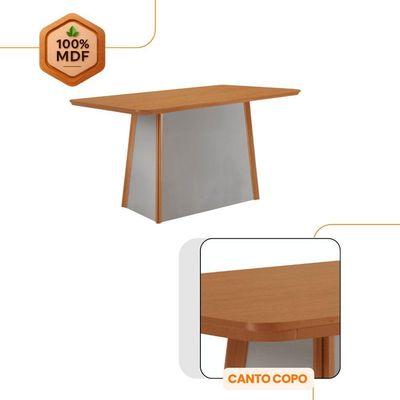 Mesa Jantar Diane 120cm Tampo Mdf Lam 4 Cadeiras Copper.