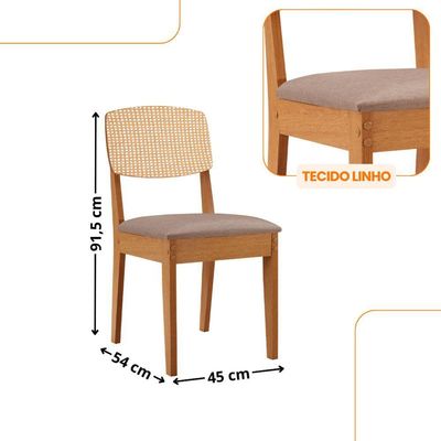 Mesa Jantar Diane 120cm Tampo Mdf Lam 4 Cadeiras Copper.